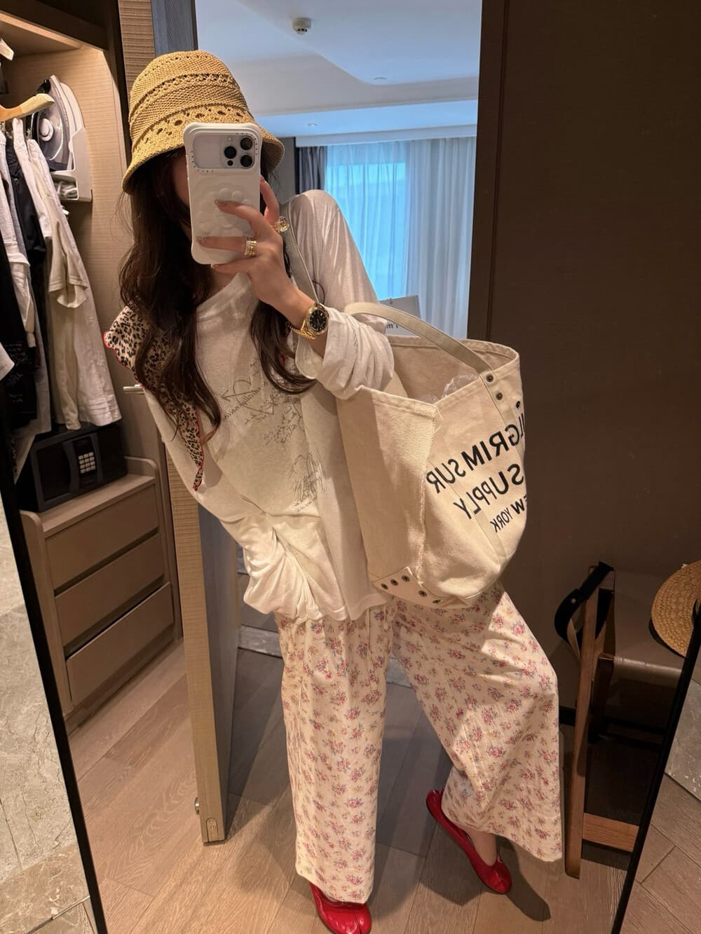 물리적 인지도 있음 업데이트 부드러운 다시 느슨함 꽃무늬 9부 바지 캐주얼 바지 느긋한 바람 상세 이미지 5