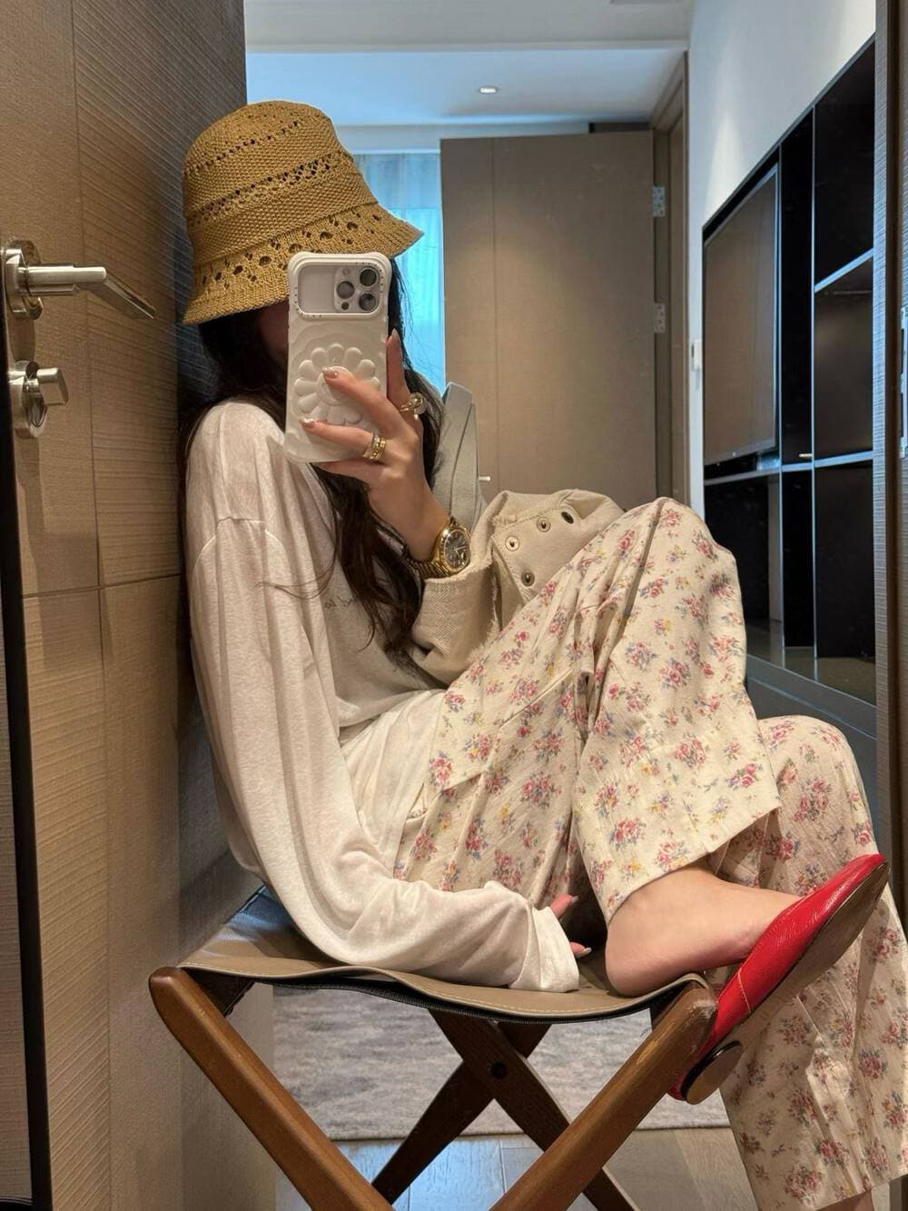 물리적 인지도 있음 업데이트 부드러운 다시 느슨함 꽃무늬 9부 바지 캐주얼 바지 느긋한 바람 상세 이미지 6