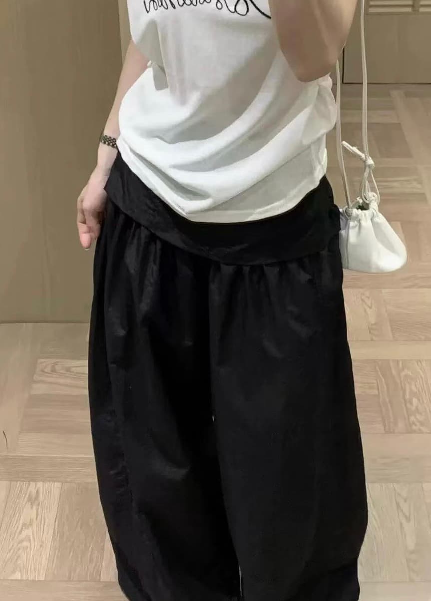 한국 동대문 새로운 하이웨이스트 와이드 레깅스 바지 디자인 센스 방귀 커튼 루즈핏 펌프 로프 조거 둘 착용 긴 바지 상세 이미지 9