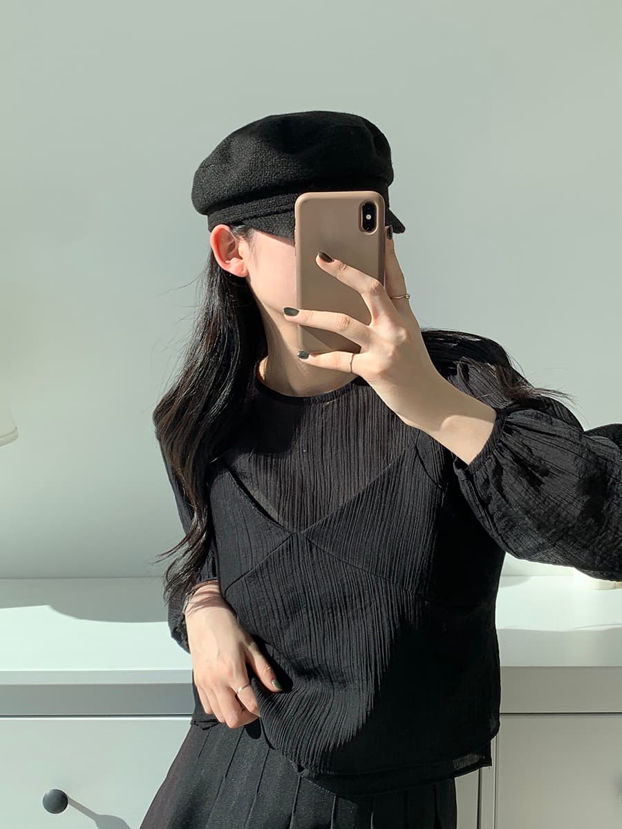 한국 동대문 라운드 넥 긴팔 쉬폰 셔츠 코디 섹시함 V넥 작은 슬링 투피스 조끼 여성 상세 이미지 37