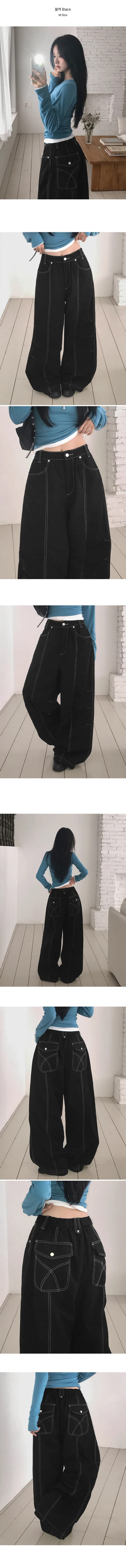 이후 주머니 슬림해 보이는 하이웨이스트 롱 코트 와이드 레그 팬츠 상세 이미지 10