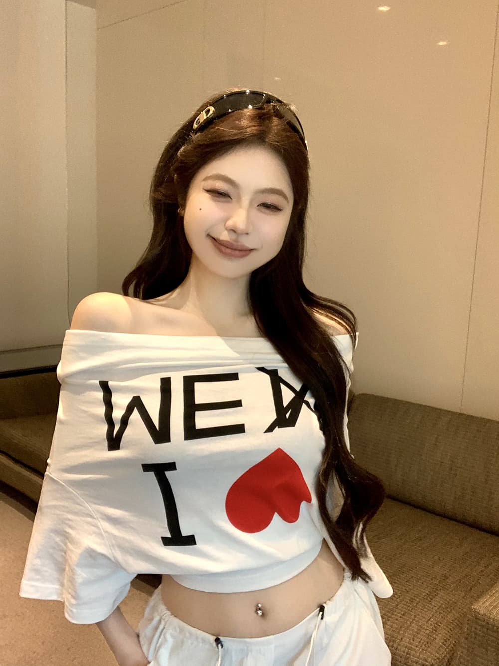 붓다 착용 특별 자르기 오프숄더 프린트 반팔 티셔츠 여성 셔츠 여름 상세 이미지 5
