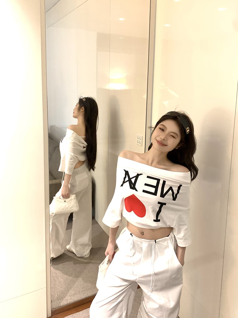 붓다 착용 특별 자르기 오프숄더 프린트 반팔 티셔츠 여성 셔츠 여름 상세 이미지 7