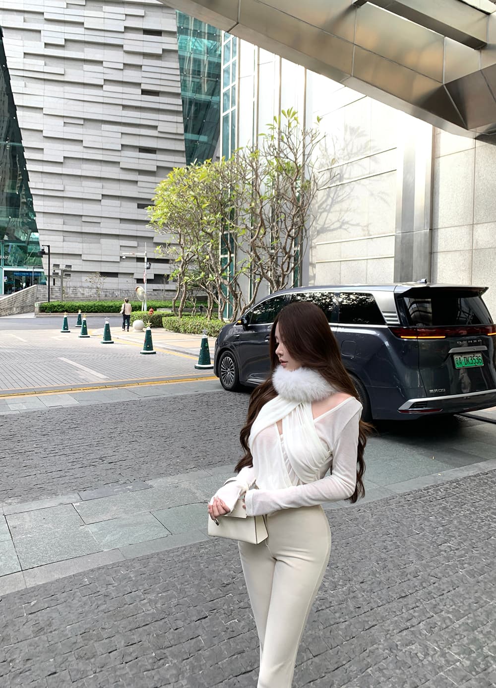 실사 정가 모피 칼라 다용도 마이크로 ~을 통해 다용도 맨위 기본 셔츠 여성 이미지 3
