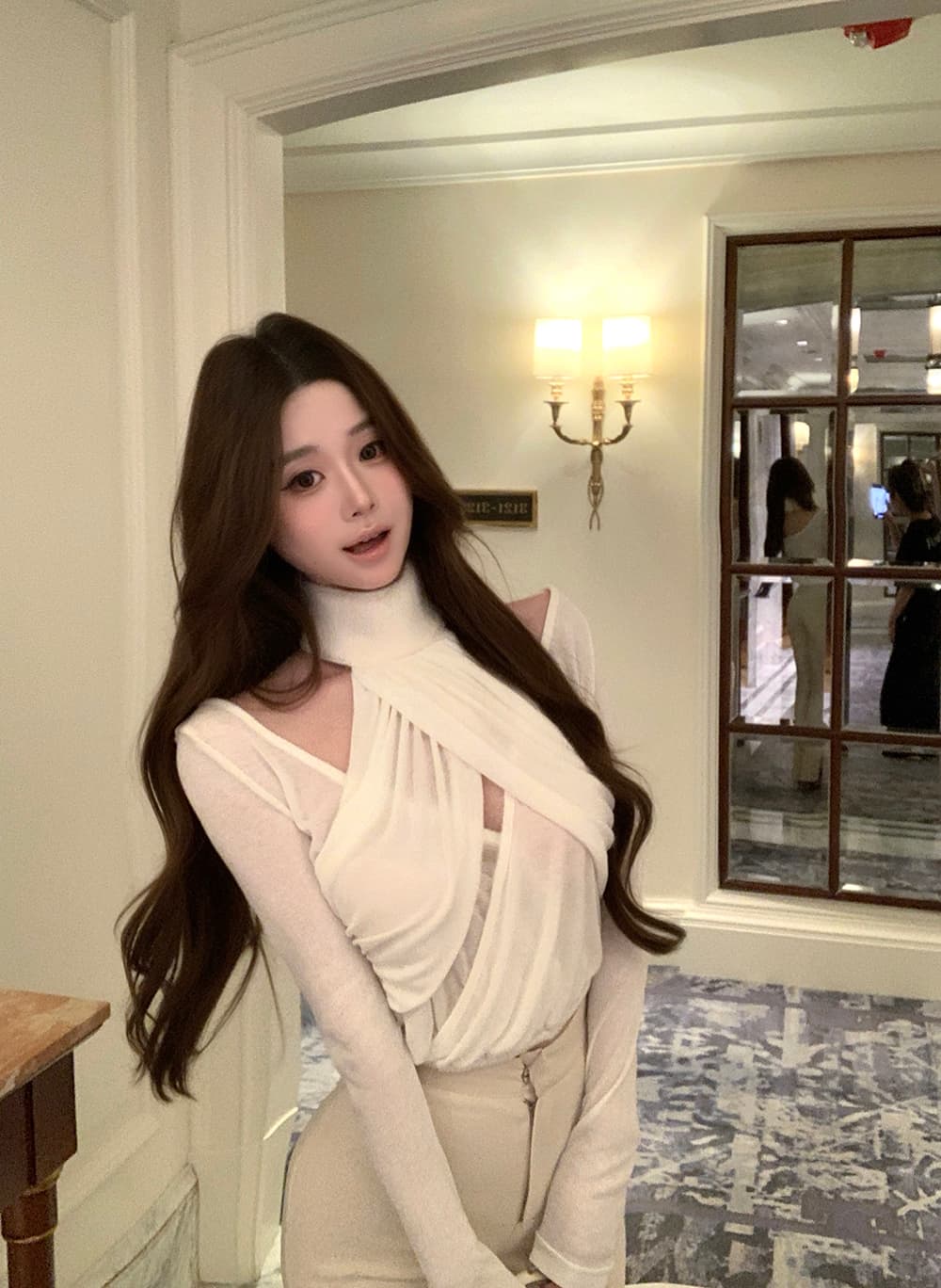 실사 정가 모피 칼라 다용도 마이크로 ~을 통해 다용도 맨위 기본 셔츠 여성 상세 이미지 2
