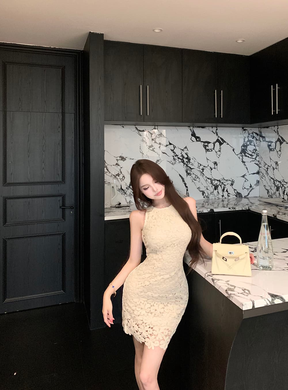 실사 정가 프랑스식 부드러운 여성 드레스 봄 예복 홀로우 아웃 레이스 민소매 인사이드 가져 가라. 쇼트 스타일 치마 상세 이미지 14