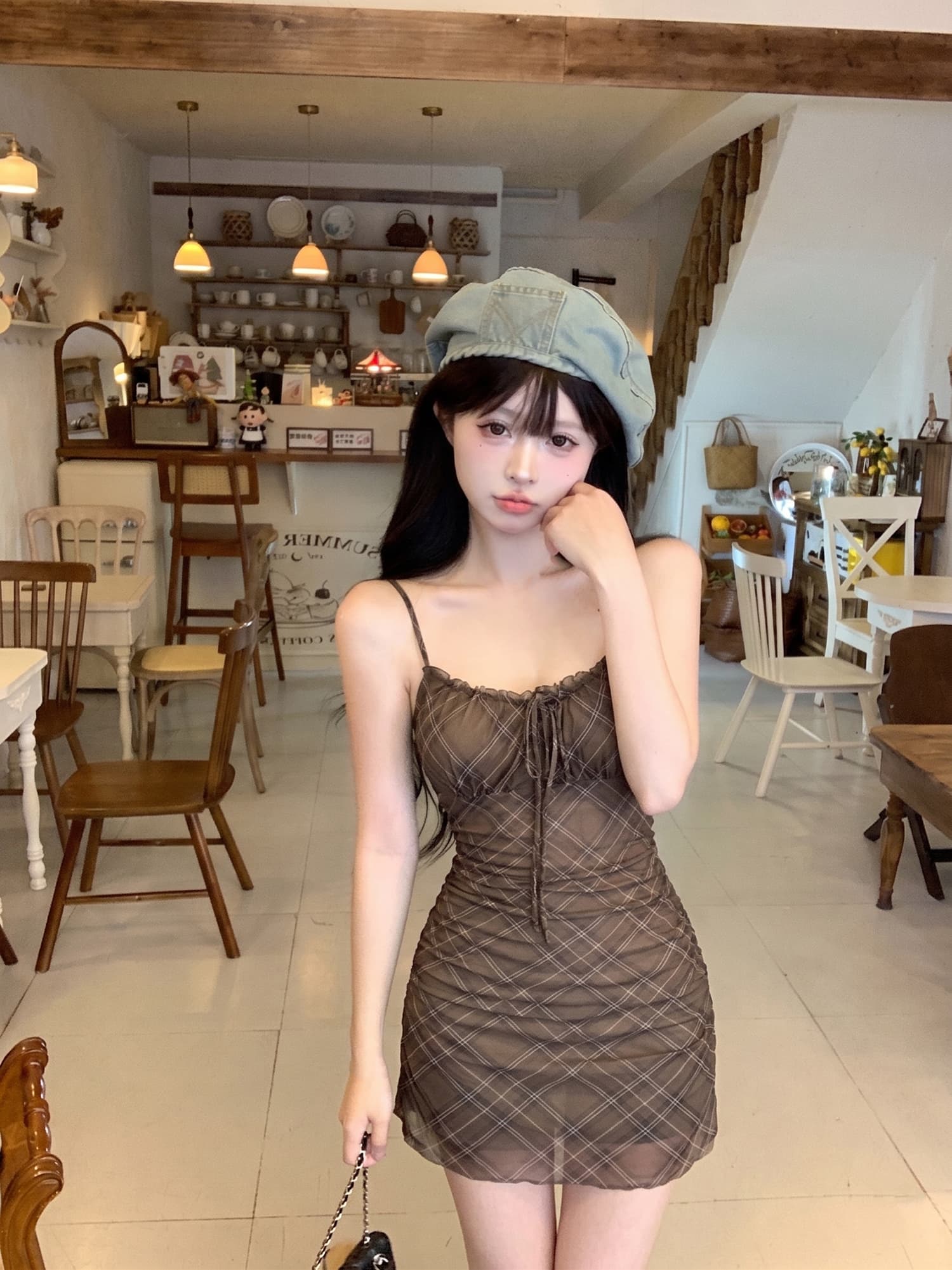 아메리칸 레트로 여성 드레스 새로운 핫걸 슬립 치마 상세 이미지 5