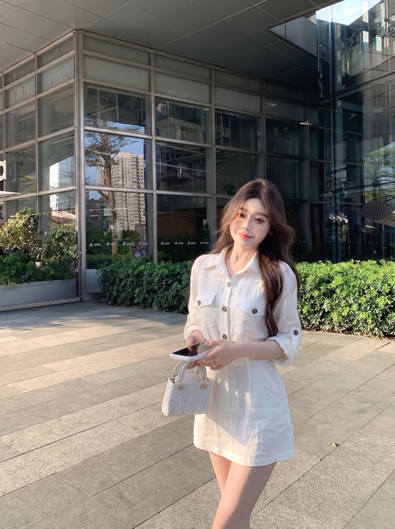 셔츠 드레스 2026 여름 새로운 워크웨어 바람 주머니 디자인 센스 슬림해 보이는 품격 작은 키 미니 스커트 상세 이미지 4