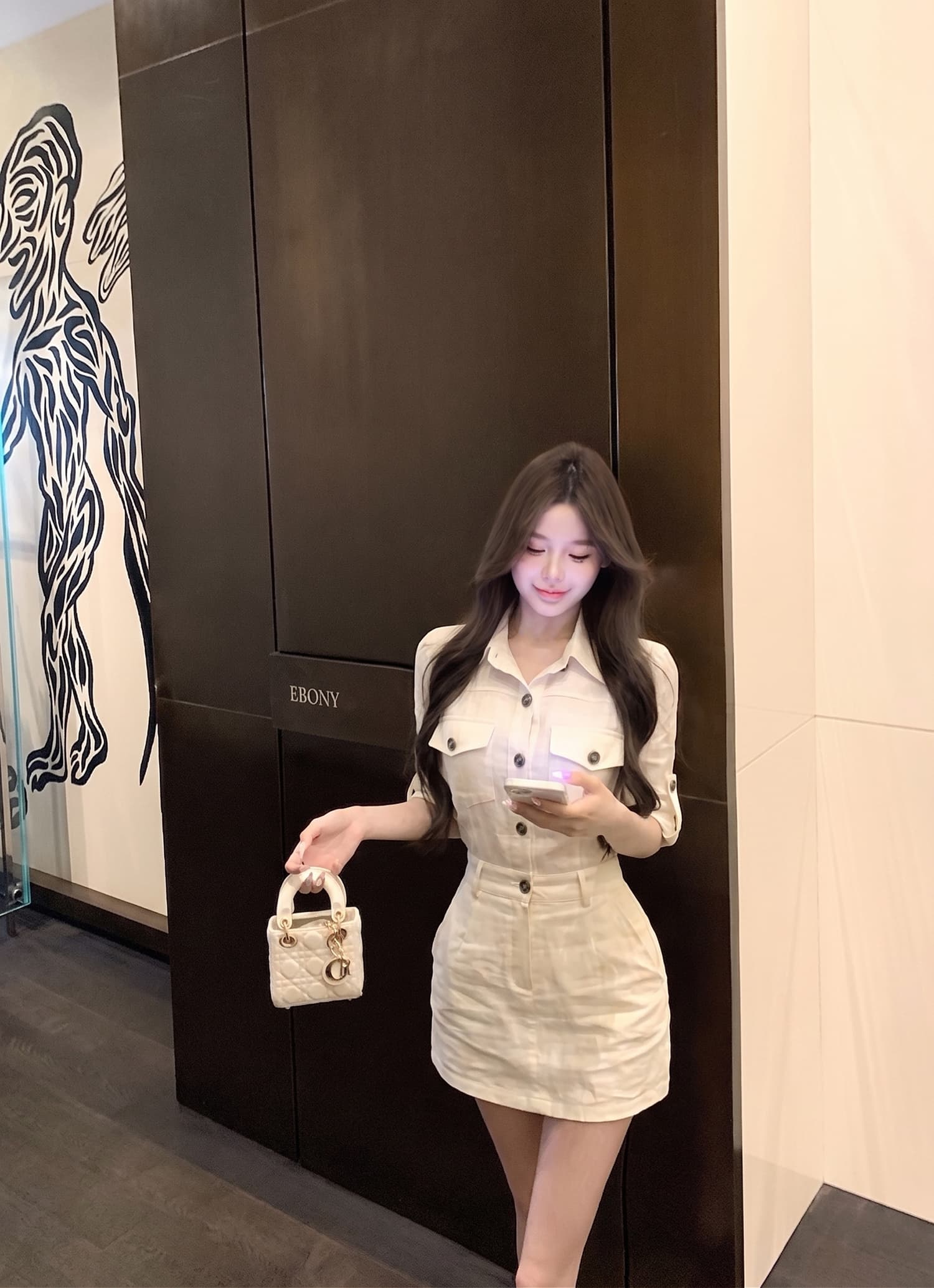 셔츠 드레스 2026 여름 새로운 워크웨어 바람 주머니 디자인 센스 슬림해 보이는 품격 작은 키 미니 스커트 상세 이미지 5
