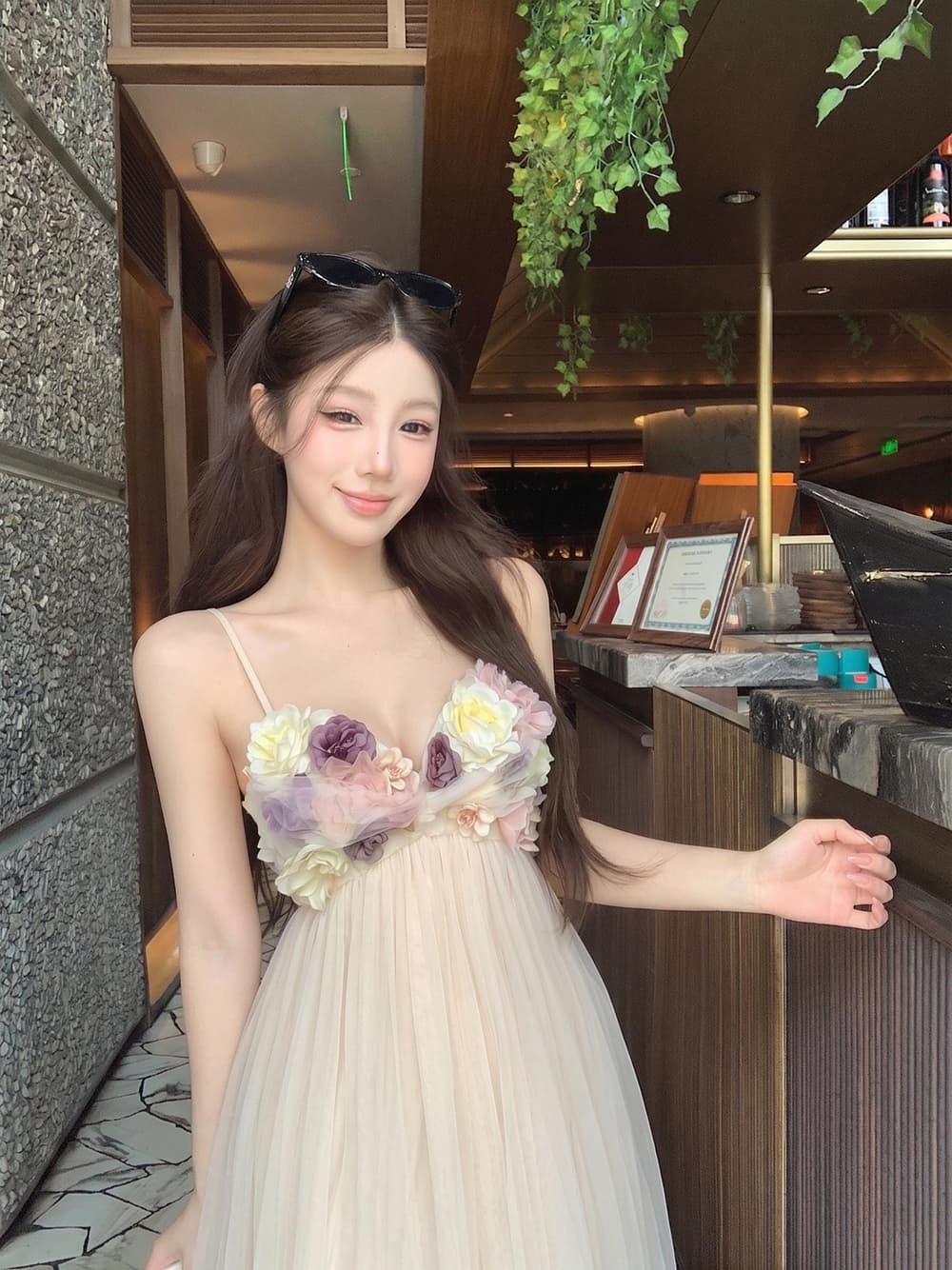 실사 정가 슬립 여성 드레스 해변가 휴가 바람 롱 스커트 백리스 요정 가스 V넥 섹시함 치마 이미지 2