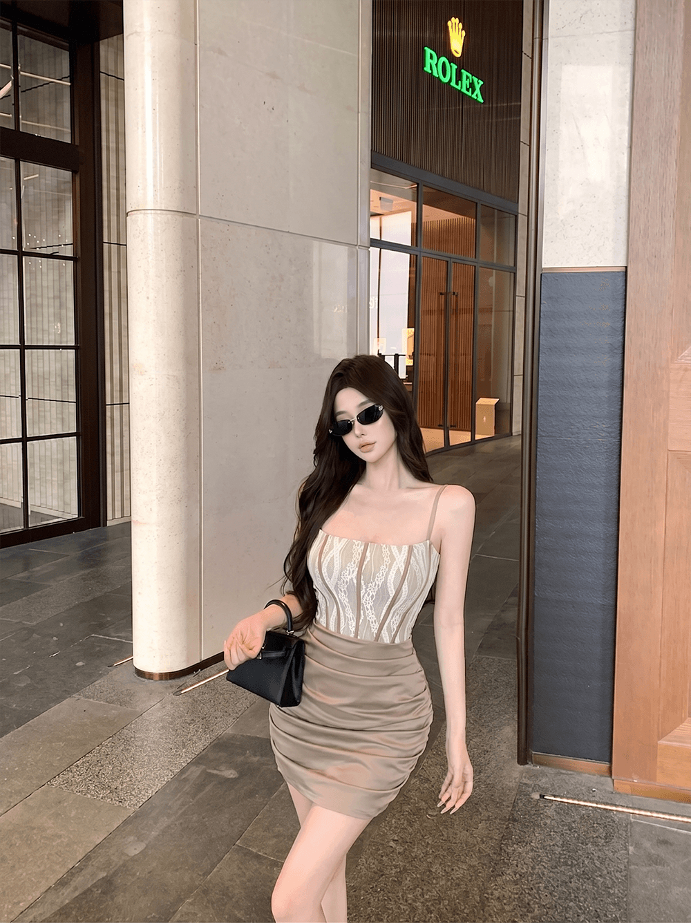 슬립 새틴 레이스 생선뼈 아세트산 몸매 가꾸기 드레스 몸매 가꾸기 슬림해 보이는 타이트 스커트 미니 스커트 상세 이미지 1