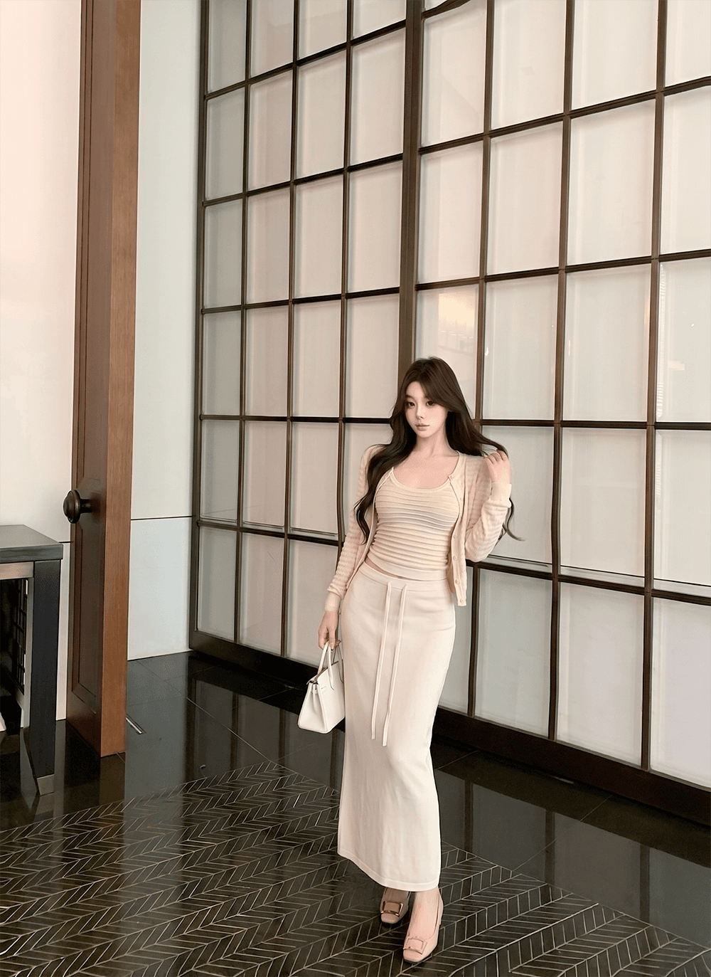 프로 피부 통기성 얼음 실행 차가운 센스 라이 경기 서울 오픈 가디건 슬립 반 스커트 세트 상세 이미지 2