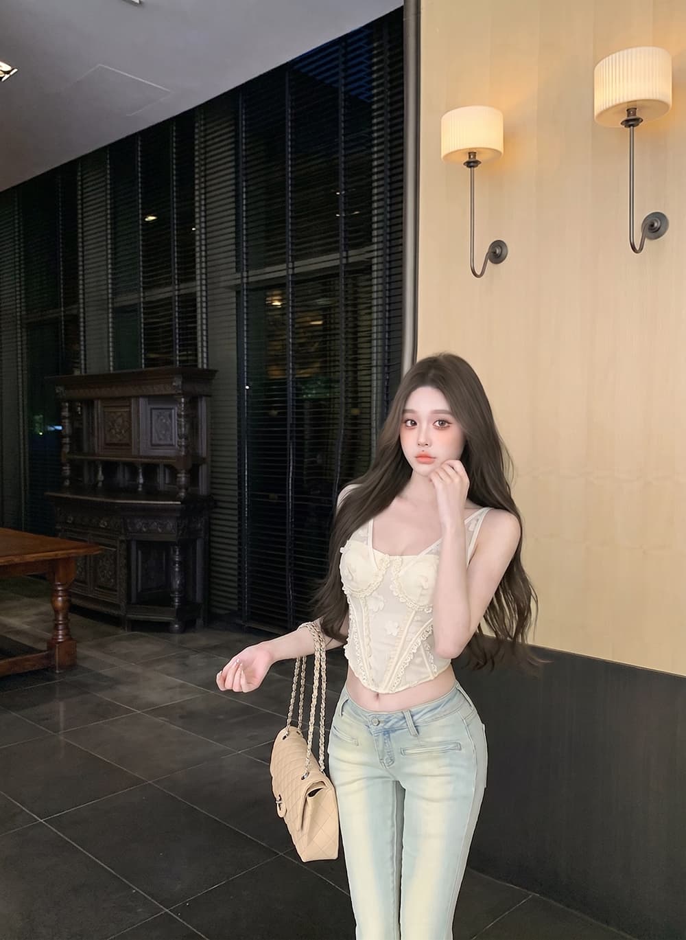 레이스 생선뼈 코르셋 슬립 여성 여름 디자인 센스 핫걸 외출용 조끼 몸매 가꾸기 튜브탑 맨위 이미지 3
