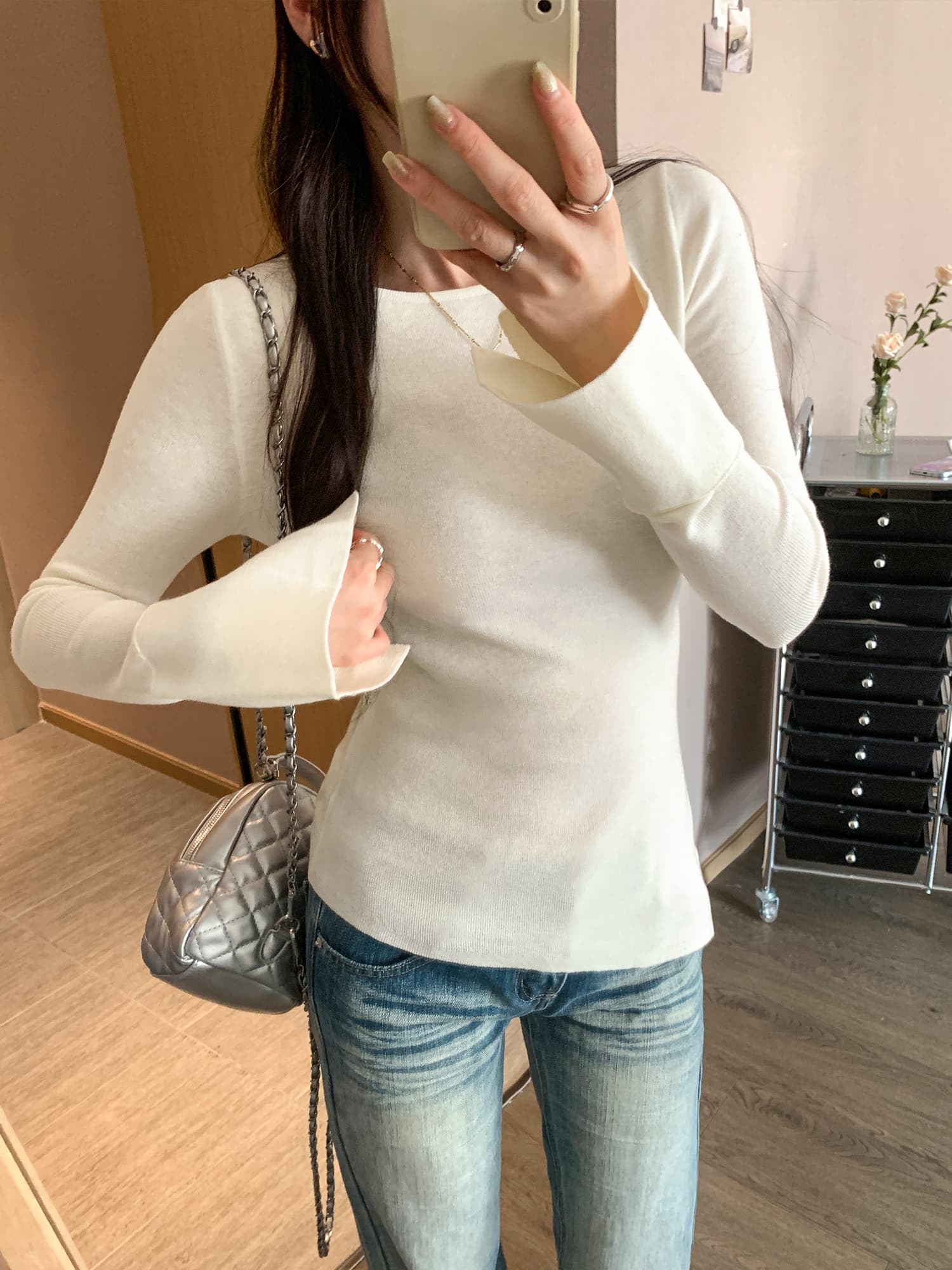실사 그림 나팔 소매 트임 인사이드 가져 가라. 양모 니트 스웨터 여성 2026 새로운 초 겨울 아름다운 아름다운 작은 맨위 이미지 3
