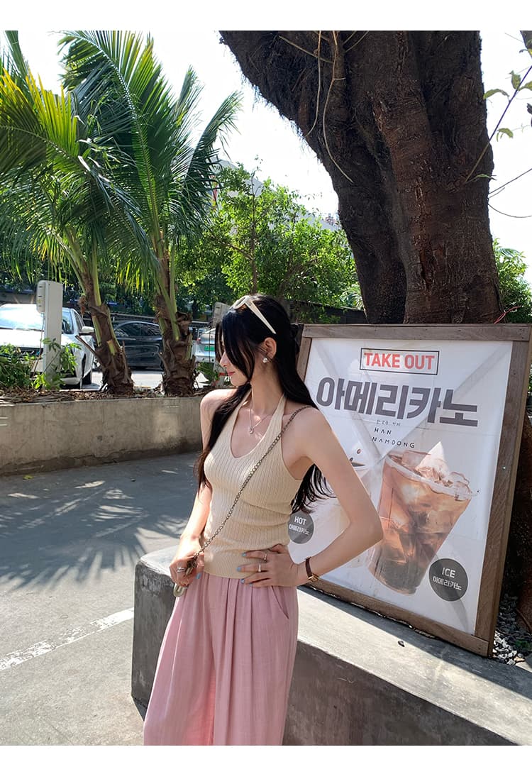실사 그림 순수한 욕망 핫걸 V넥 행침 목 니트 캐미솔 여름 새로운 외출용 몸매 가꾸기 백리스 작은 맨위 상세 이미지 10