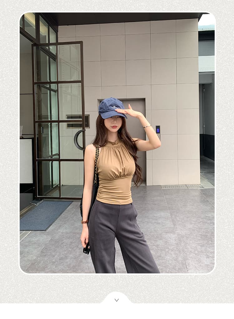 실사 한 부서 Chic 벨트 가슴 패드 행침 목 조끼 여성 2026 여름 새로운 디자인 센스 백리스 핫걸 착용 잡아라. 의류 상세 이미지 2