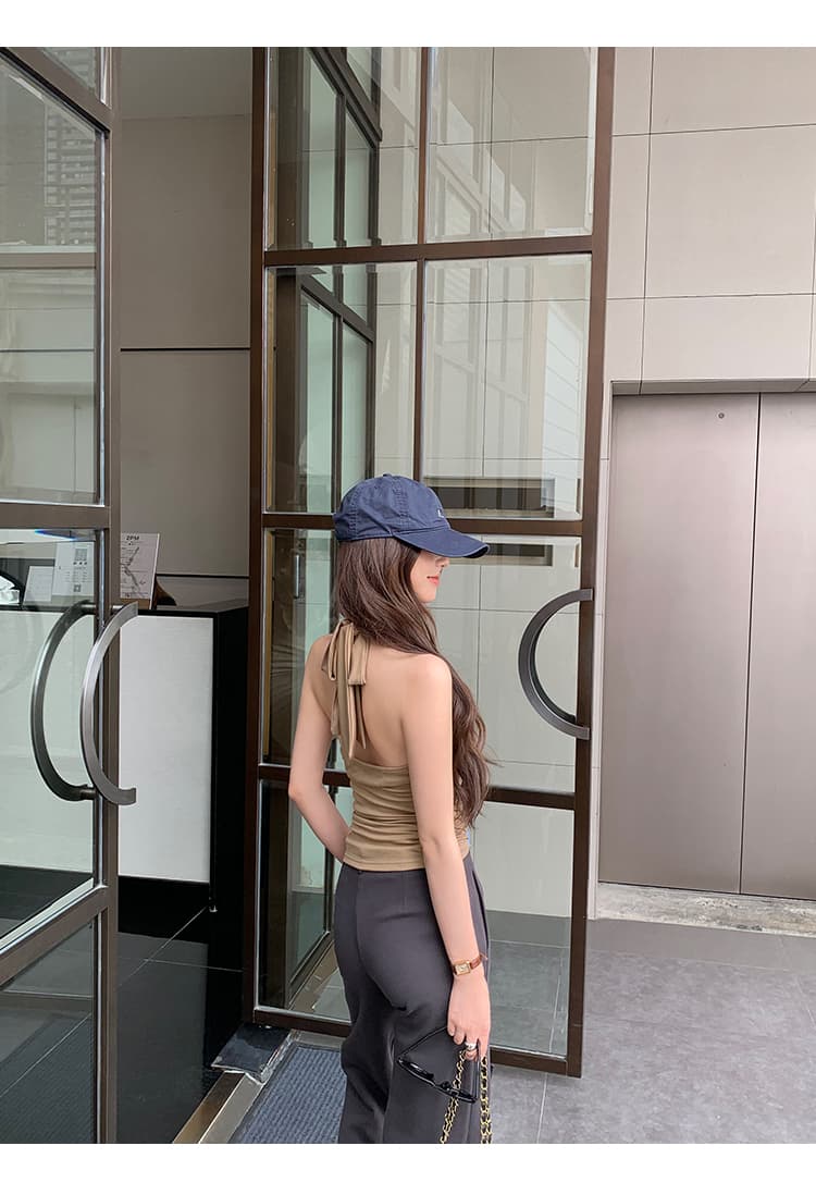 실사 한 부서 Chic 벨트 가슴 패드 행침 목 조끼 여성 2026 여름 새로운 디자인 센스 백리스 핫걸 착용 잡아라. 의류 상세 이미지 10