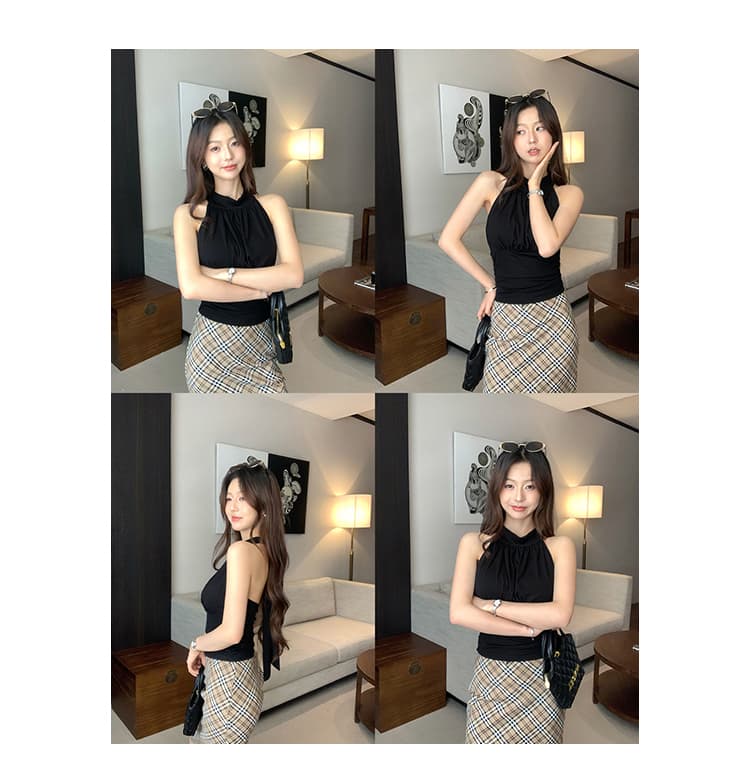 실사 한 부서 Chic 벨트 가슴 패드 행침 목 조끼 여성 2026 여름 새로운 디자인 센스 백리스 핫걸 착용 잡아라. 의류 상세 이미지 14