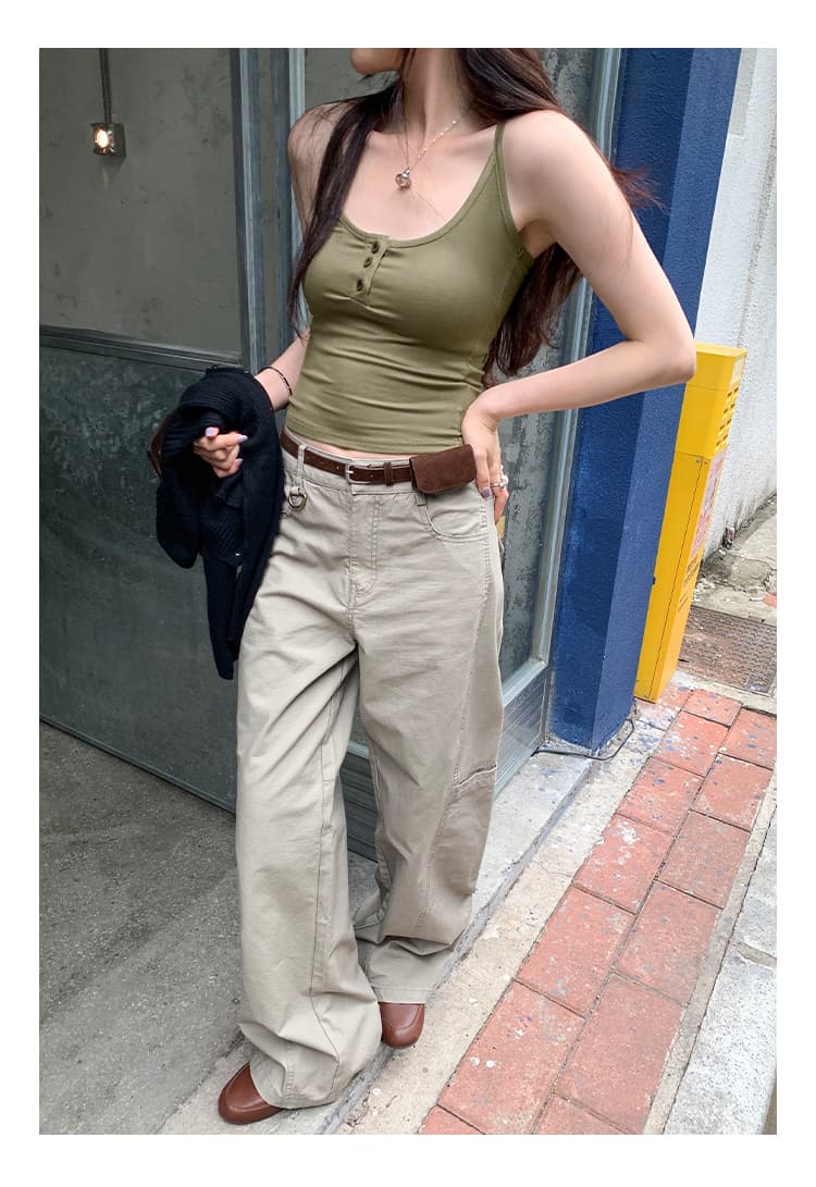 실사 핫걸 착용 가져 가라. 단추 u 칼라 민소매 캐미솔 인사이드 가져 가라. 2026 새로운 한 부서 디자인 센스 맨위 상세 이미지 12