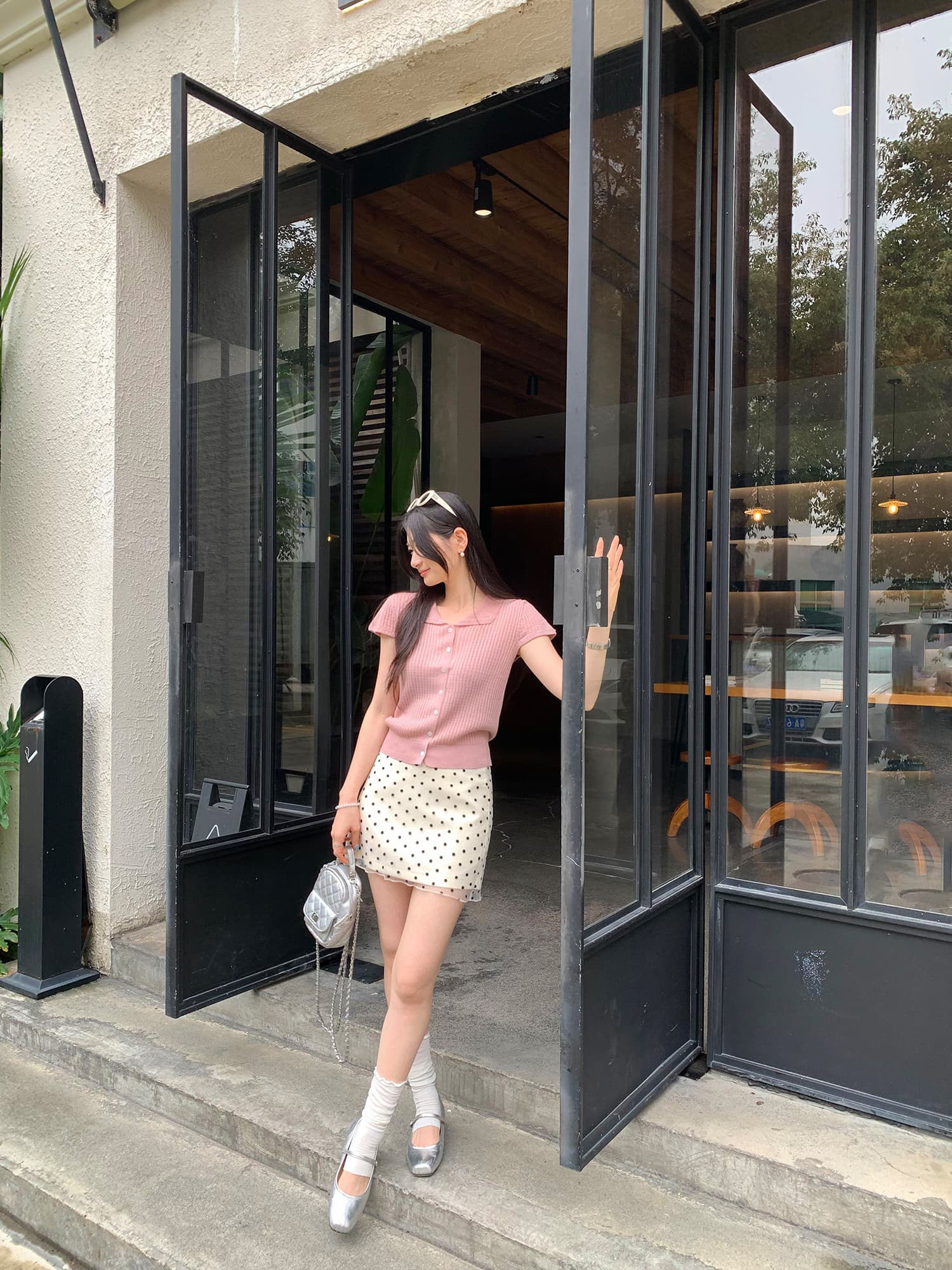 실사 베이비 칼라 단추 작은 날다 소매 긍정적 인 어깨 니트 오픈 가디건 여성 여름 2026 새로운 고유 한 아름다운 얇은 스타일 맨위 이미지 5