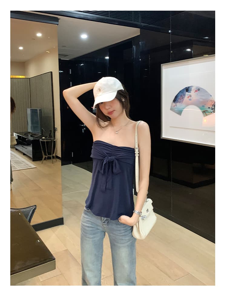 실사 그림 디자인 센스 몸매 가꾸기 백리스 튜브탑 레이스업 조끼 여성 여름 외출용 2026 새로운 아름다운 핫걸 맨위 상세 이미지 25