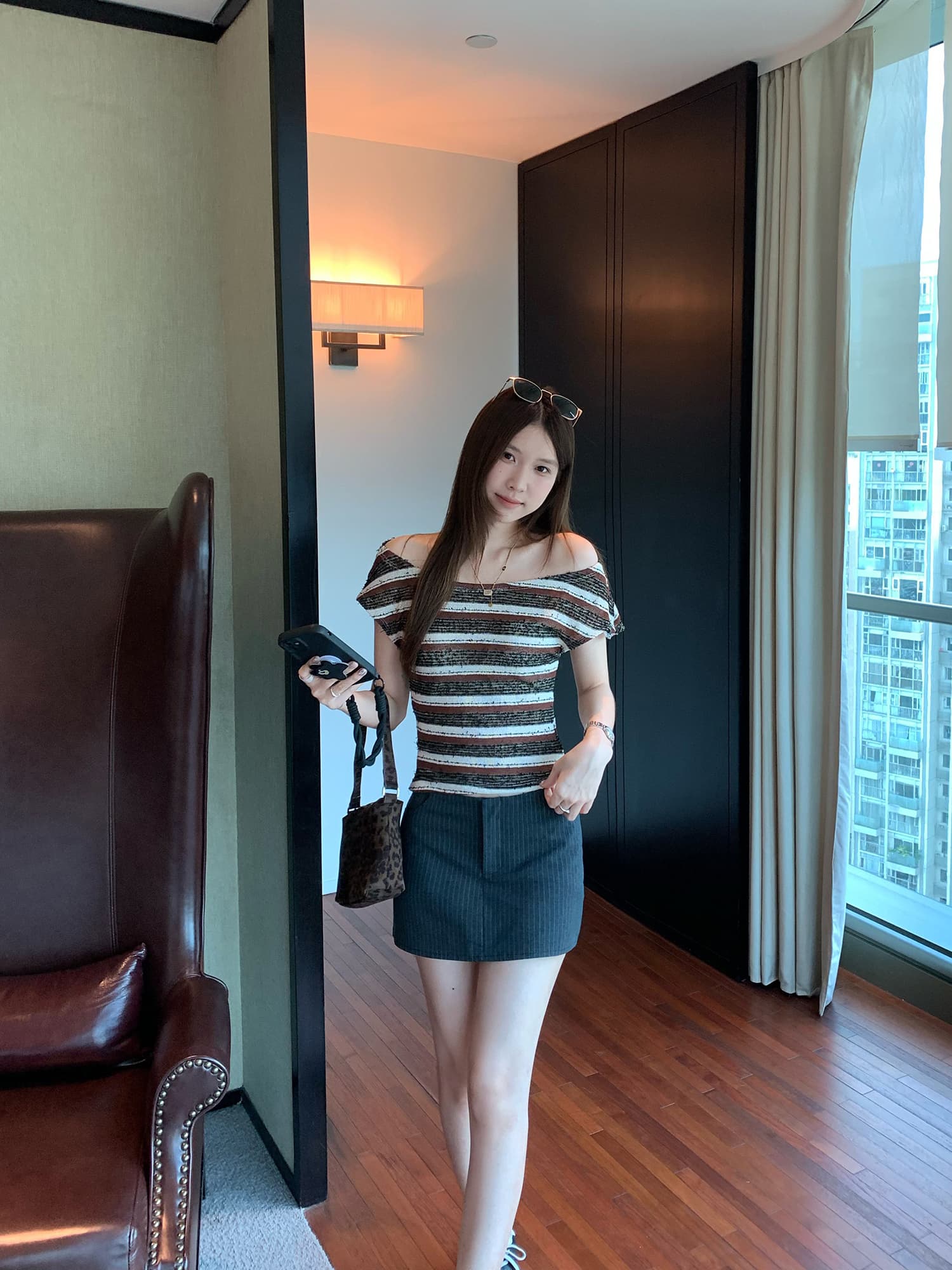 실사 그림 한 부서 몸매 가꾸기 스트라이프 보트넥 Feifei 소매 티셔츠 여성 2026 새로운 올해 인기 폭발 맨위 이미지 3