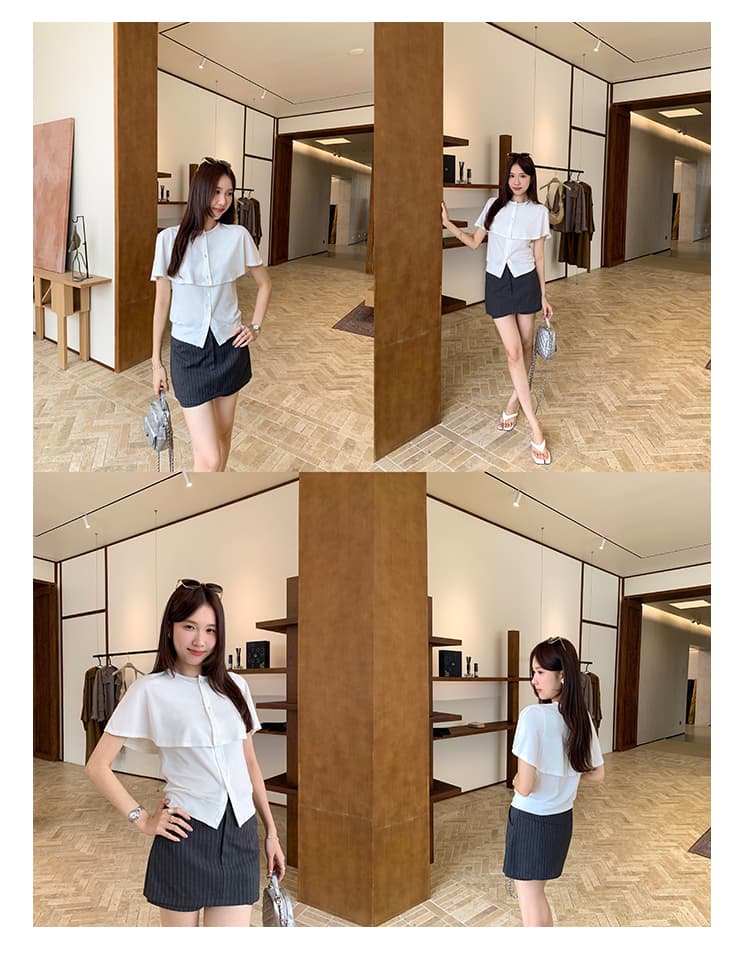 실사 그림 한 부서 아름다운 몸매 가꾸기 단추 라운드 넥 숄 반팔 티셔츠 여성 2026 새로운 싱글 착용 오픈 가디건 상세 이미지 20