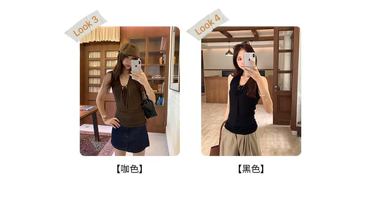 실사 그림 섹시함 드 러 행침 목 레이스업 V넥 조끼 여성 2026 새로운 여름 식혀 가져 가라. 자이언트 매운맛 맨위 상세 이미지 7