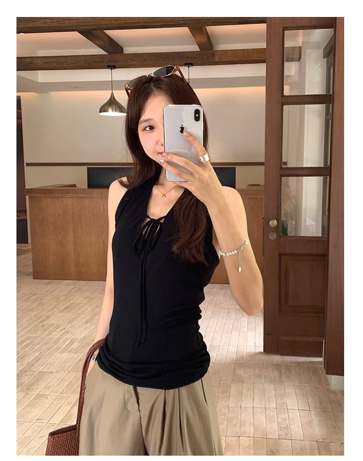 실사 그림 섹시함 드 러 행침 목 레이스업 V넥 조끼 여성 2026 새로운 여름 식혀 가져 가라. 자이언트 매운맛 맨위 상세 이미지 25