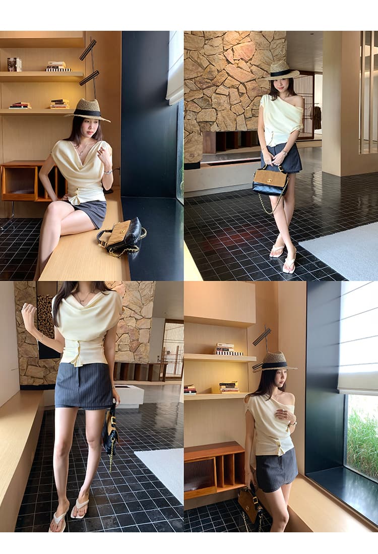 실사 그림 디자인 센스 작은 대중 단추 흔들다 칼라 반팔 티셔츠 여성 2026 여름 새로운 프랑스식 아름다운 맨위 상세 이미지 8