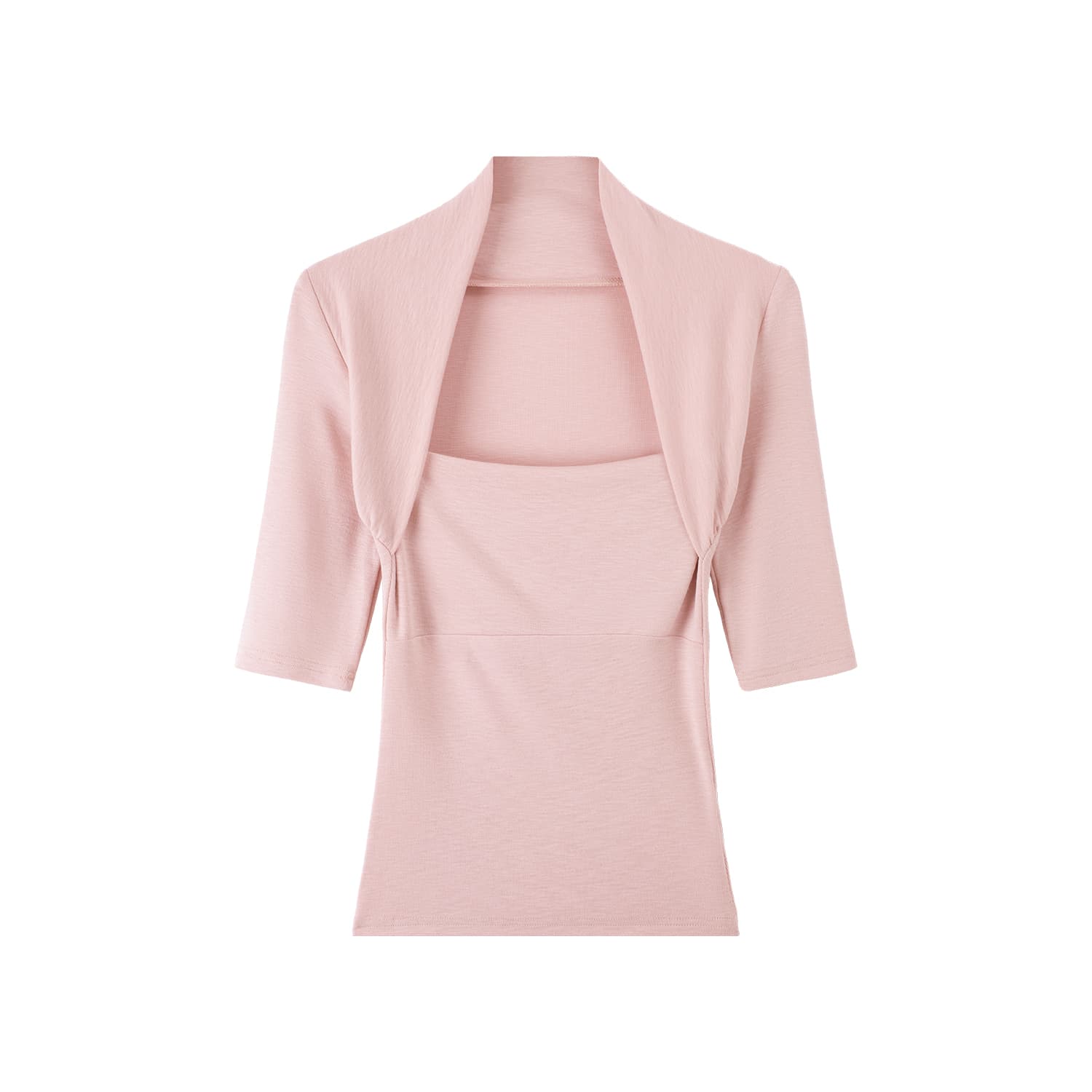 실사 그림 고급 센스 한 부서 핑크색 광장 칼라 5 점 소매 티셔츠 여성 여름 2026 새로운 디자인 센스 맨위 이미지 5