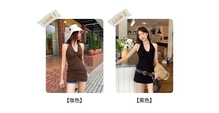 실사 그림 섹시함 드 러 미학 행침 목 비틀림 V넥 조끼 여성 여름 2026 새로운 핫걸 꼬집기 허리 위로 의류 상세 이미지 6