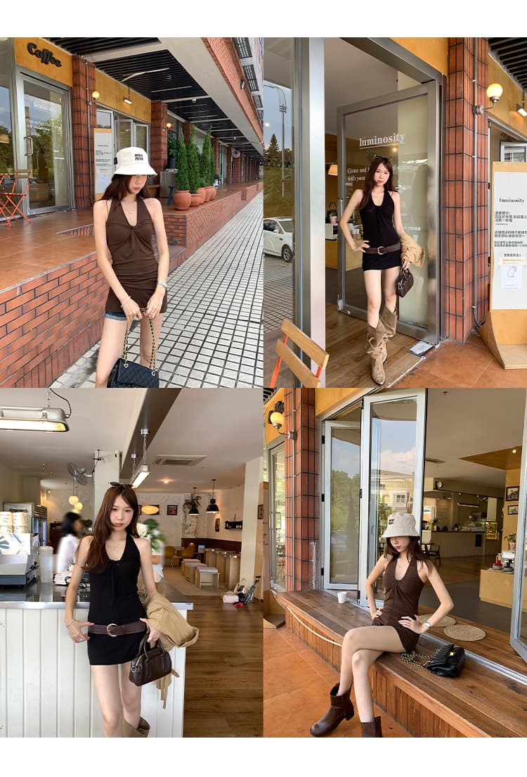 실사 그림 섹시함 드 러 미학 행침 목 비틀림 V넥 조끼 여성 여름 2026 새로운 핫걸 꼬집기 허리 위로 의류 상세 이미지 9