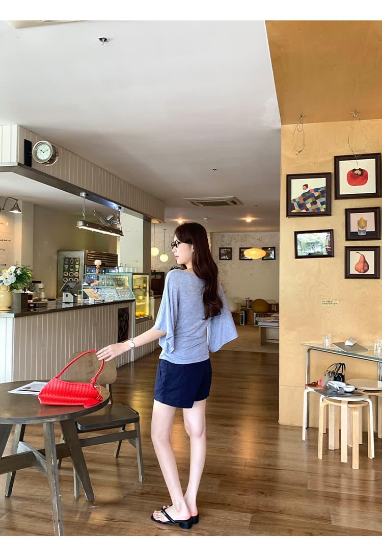 실사 그림 라이 경기 서울 주간 실크 화이트 비스듬한 어깨 5 점 소매 티셔츠 여성 여름 2026 새로운 고급 센스 맨위 상세 이미지 25