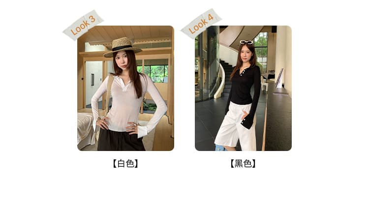 실사 라이 경기 서울 주간 실크 단추 폴로 칼라 얇고 가벼운 긴팔 티셔츠 여성 2026 가을 새로운 디자인 센스 몸매 가꾸기 맨위 상세 이미지 7
