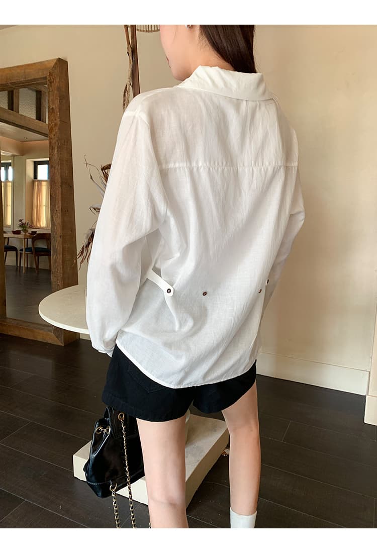 실사 그림 루즈핏 주머니 디자인 단추 POLO 칼라 셔츠 여자 2026 여름 새로운 코치 사소한 맨위 상세 이미지 17