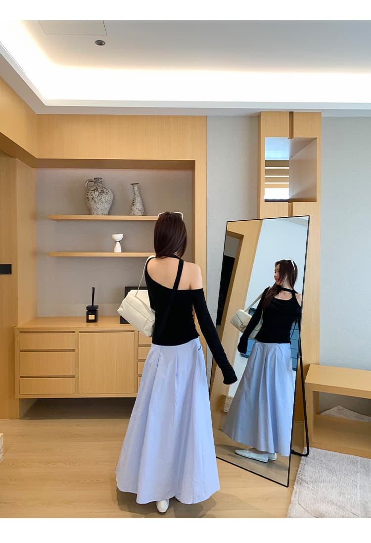 실사 그림 한 부서 ins 몸매 가꾸기 주름 흔들다 칼라 긴팔 티셔츠 여성 2026 가을 새로운 디자인 센스 작은 대중 맨위 상세 이미지 28
