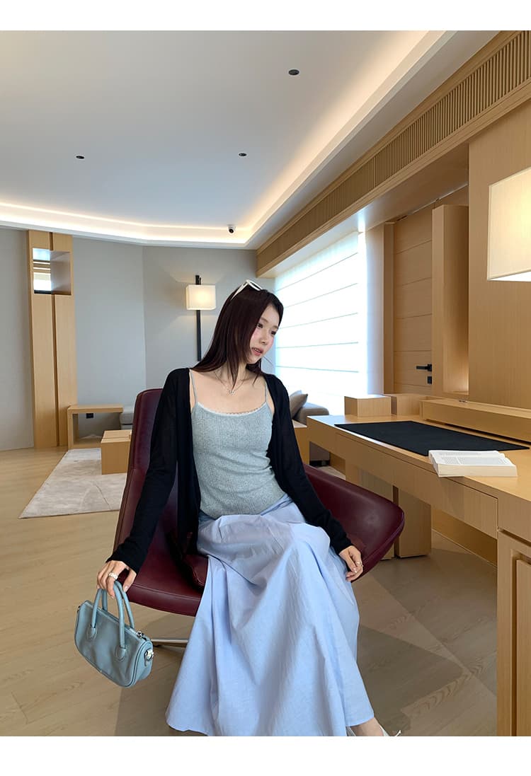 실사 그림 프랑스식 디자인 센스 몸매 가꾸기 십자가 V넥 니트 스웨터 여자 2026 여름 새로운 얇은 스타일 맨위 상세 이미지 22