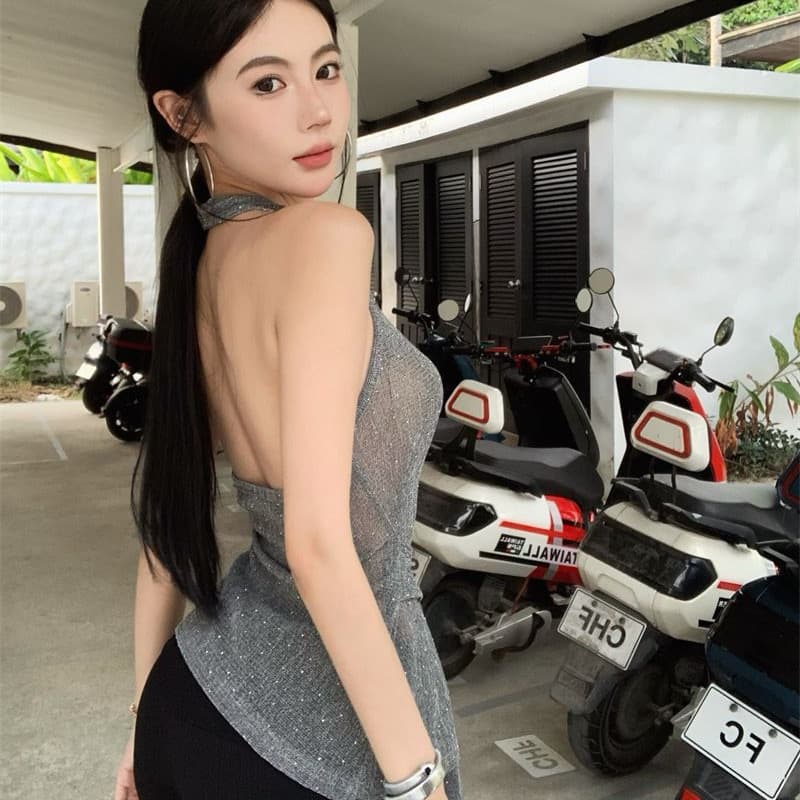 한 부서 달콤한 핫걸 바람 회색 캐미솔 여름 고급 센스 아름다운 품격 섹시함 몸매 가꾸기 민소매 맨위 이미지 2