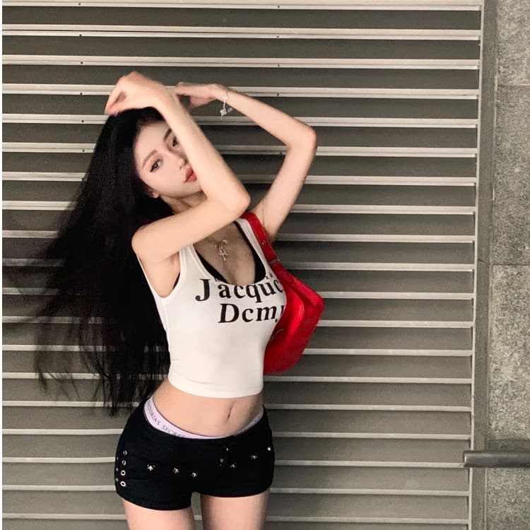 핫걸 슬립 작은 조끼 여성 여름 순수한 욕망 화이트 아메리칸 뜨거운 민소매 섹시함 쇼트 스타일 인사이드 잡아라. 의류 외출용 상세 이미지 2