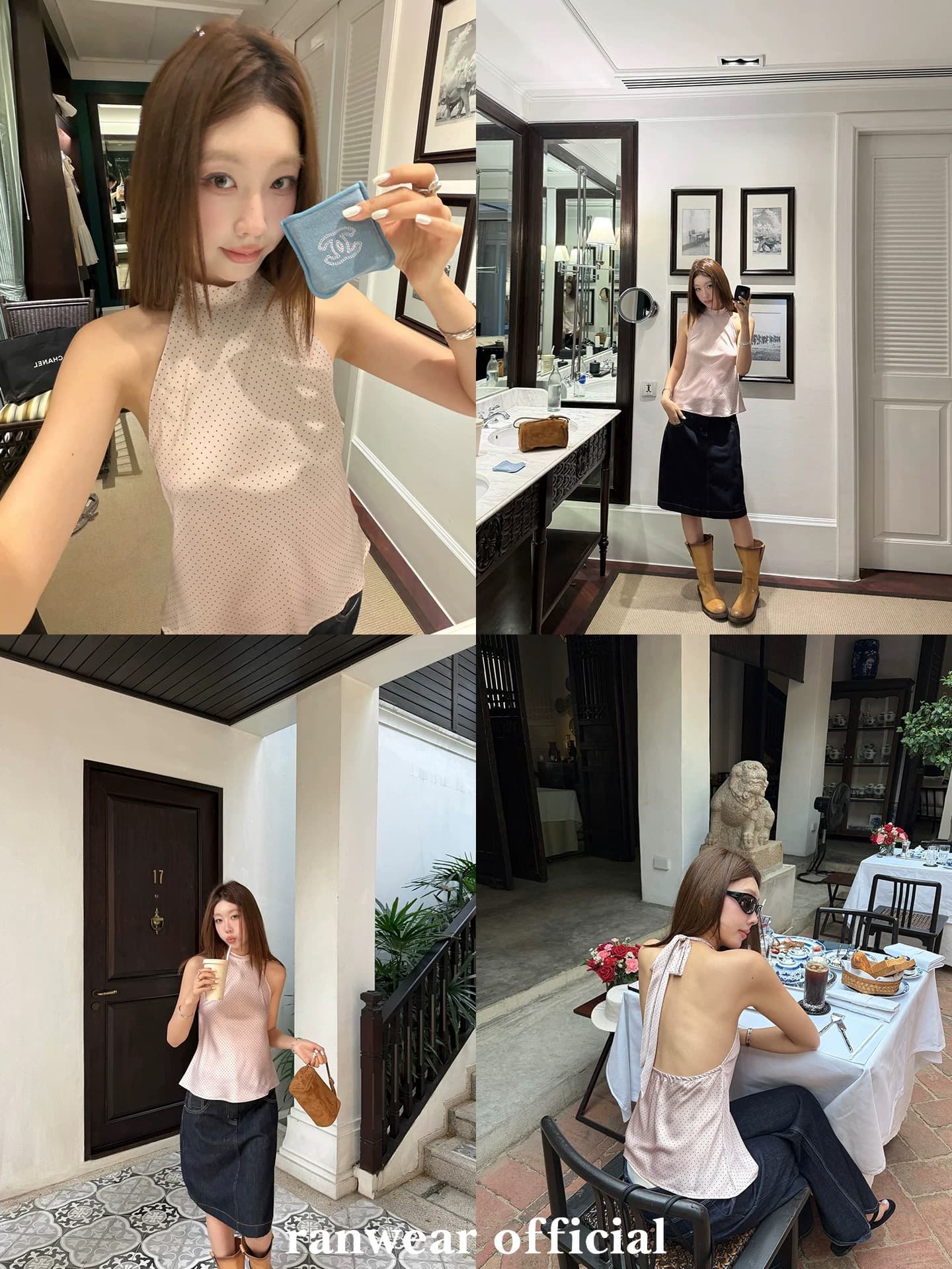 ranwear 소녀 남자 웨이브 라이 경기 서울 뽕나무 누에 실크 호흡 센스 행침 목 백리스 스트랩 조끼 이미지 2