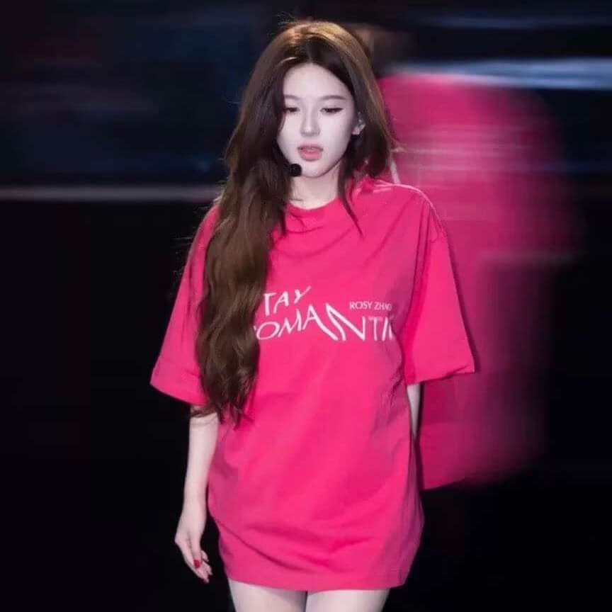 2026 년 무거운 높음 그램 무거운 길다 플러시 면 이슬 생각하기 같은 단락 로즈 레드 알파벳 프린트 티셔츠 반팔 여성 여름 상세 이미지 1