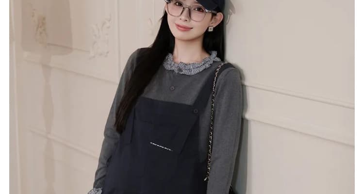 실사 재고 있음 임산부 봄 드레스 멜빵 바지 세트 2026 새로운 패치워크 색상 멜빵 바지 상세 이미지 32