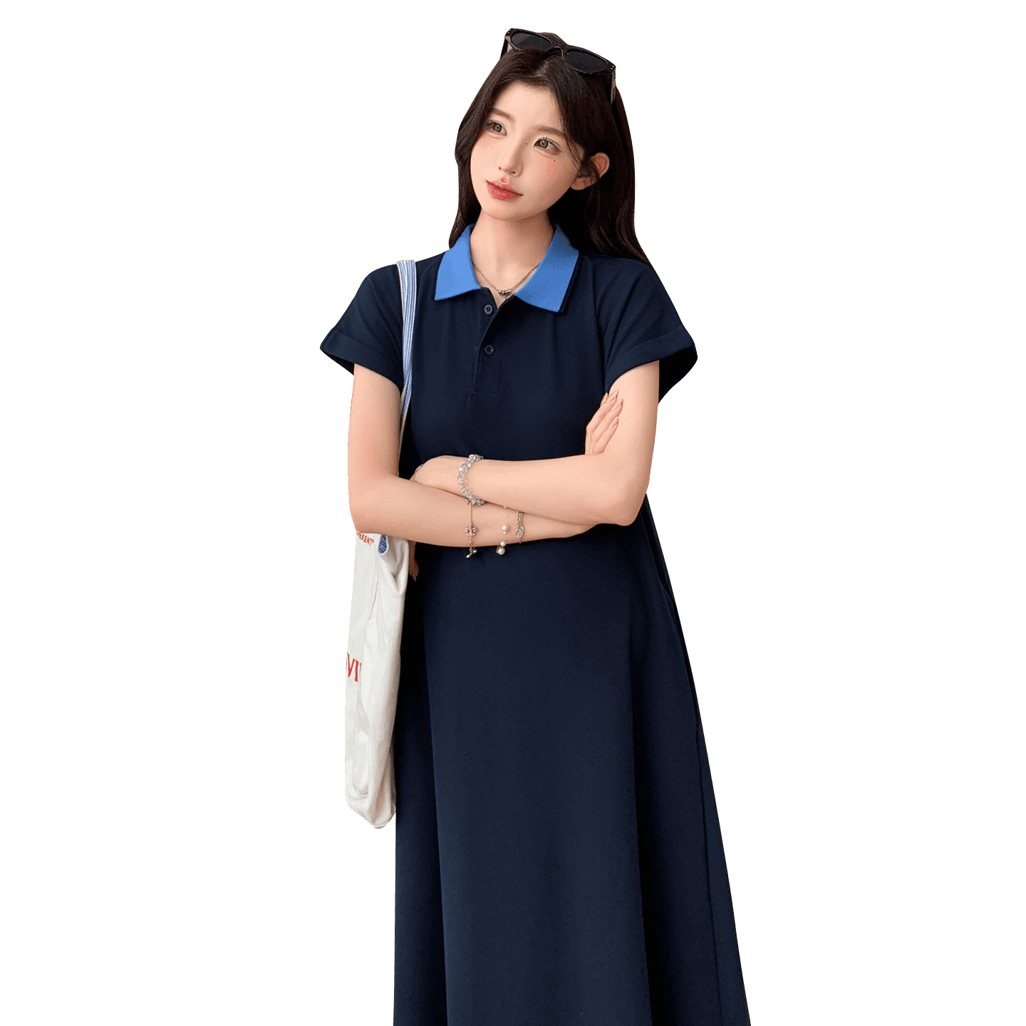 실사 재고 있음 임산부 여름 드레스 드레스 2026 루즈핏 빅 사이즈 면 소재 중간 길이 치마 이미지 6