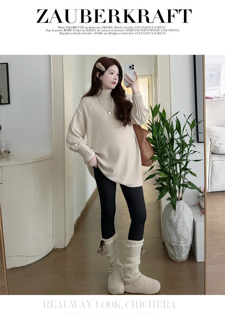 실사 재고 있음 임산부 가을 겨울 의류 두꺼운 루즈핏 슈퍼 부드러운 기본 셔츠 롱 코트 수 있습니다. 덮개 엉덩이 맨위 상세 이미지 23
