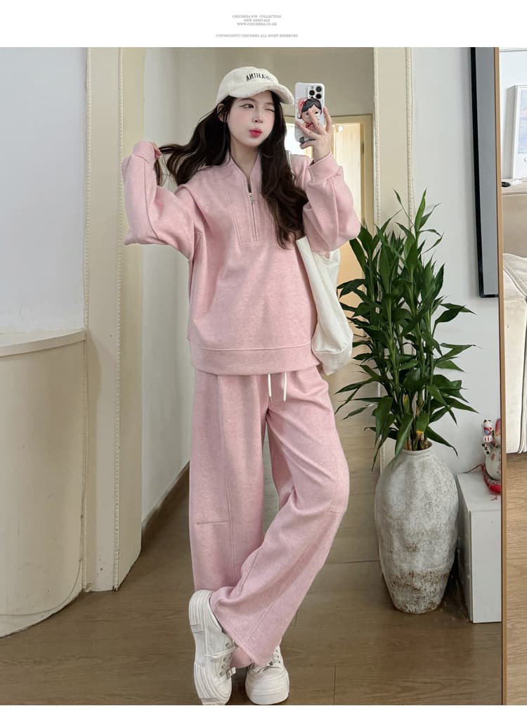 실사 재고 있음 임산부 가을 겨울 털이 있고 두꺼운 캐주얼 루즈핏 빅 사이즈 모통이 칼 바지 세트 2026 상세 이미지 12