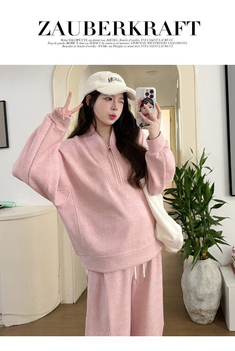 실사 재고 있음 임산부 가을 겨울 털이 있고 두꺼운 캐주얼 루즈핏 빅 사이즈 모통이 칼 바지 세트 2026 상세 이미지 20