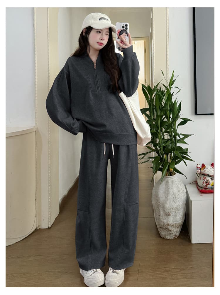 실사 재고 있음 임산부 가을 겨울 털이 있고 두꺼운 캐주얼 루즈핏 빅 사이즈 모통이 칼 바지 세트 2026 상세 이미지 21