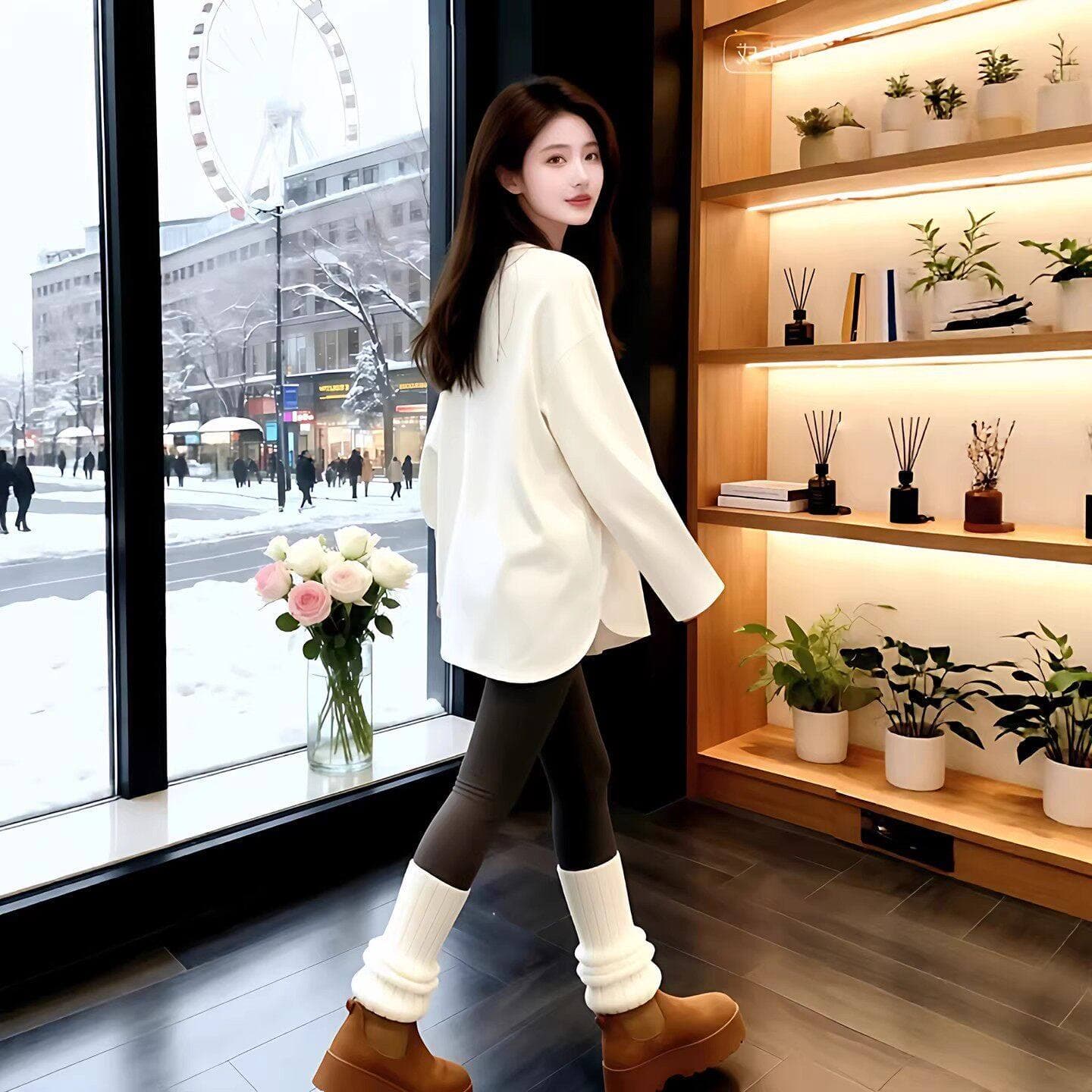 260 그램 연삭 털 60 면 40 폴리에스터 2025 봄 가을 새로운 한국 스타일 긴팔 티셔츠 여성 디자인 센스 상세 이미지 4