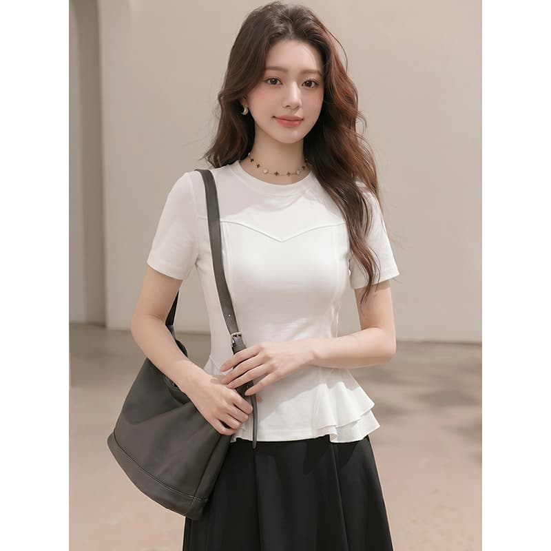 210 그램 92 면 8 암모니아 Lun 2026 여름 새로운 한국 스타일 반팔 티셔츠 여성 디자인 센스 이미지 6